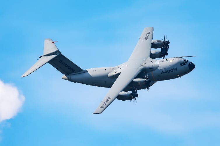 Airbus A400M plane in flight Airbus A400M plane in flight